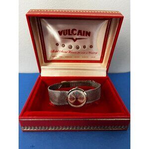 Vintage Stainless Vulcain 17 Jewel Watch Manual Wind w Original Box K1114 b